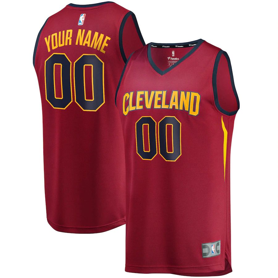 Men Cleveland Cavaliers Fanatics Branded Wine Fast Break Custom Replica NBA Jersey